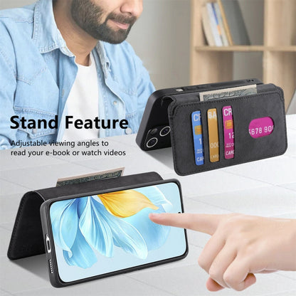 For Honor 200 Lite Global CaseNeo MagSafe RFID Anti-theft Retro Leather Phone Case(Black) by CaseNeo