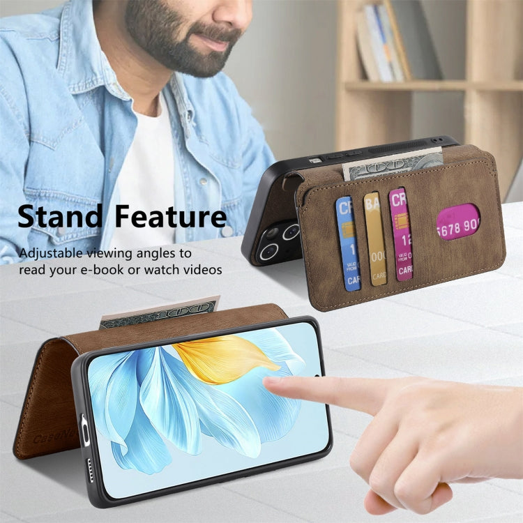 For Honor 200 Lite Global CaseNeo MagSafe RFID Anti-theft Retro Leather Phone Case(Brown) by CaseNeo