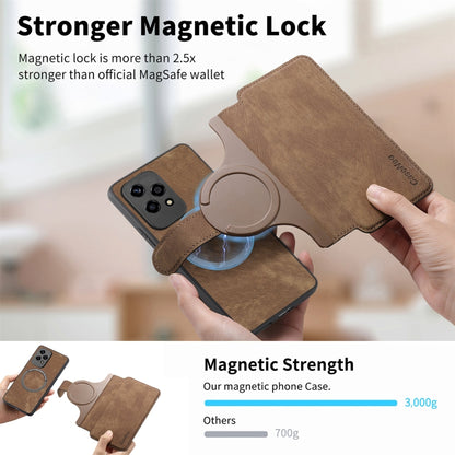 For Honor 200 Lite Global CaseNeo MagSafe RFID Anti-theft Retro Leather Phone Case(Brown) by CaseNeo