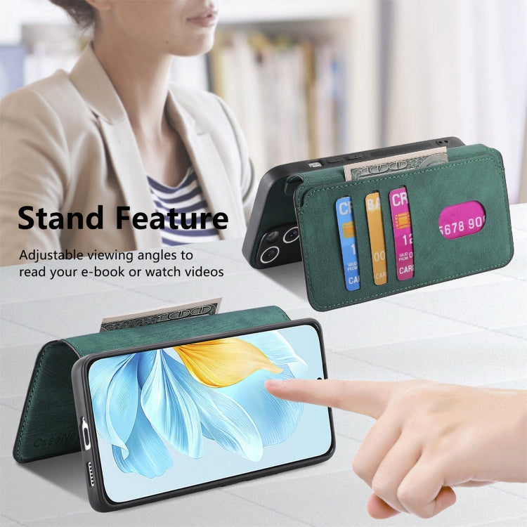 For Honor 200 Lite Global CaseNeo MagSafe RFID Anti-theft Retro Leather Phone Case(Green) by CaseNeo