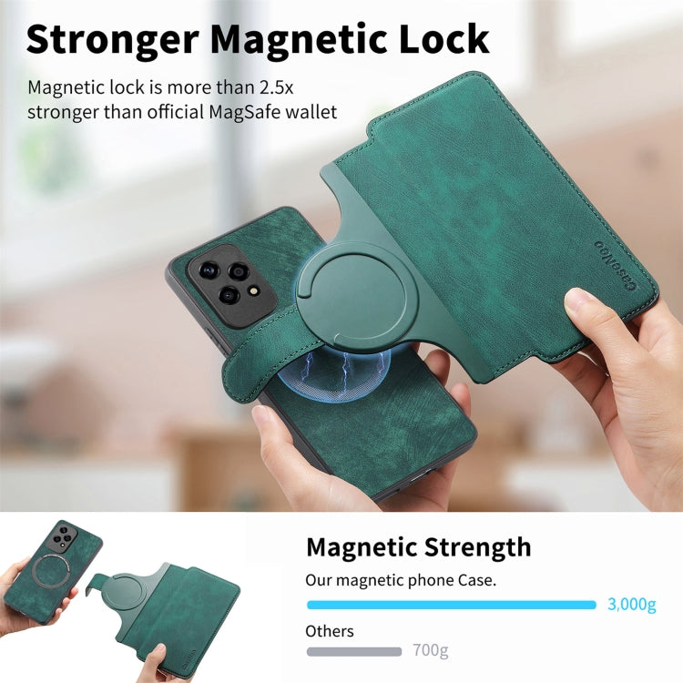 For Honor 200 Lite Global CaseNeo MagSafe RFID Anti-theft Retro Leather Phone Case(Green) by CaseNeo