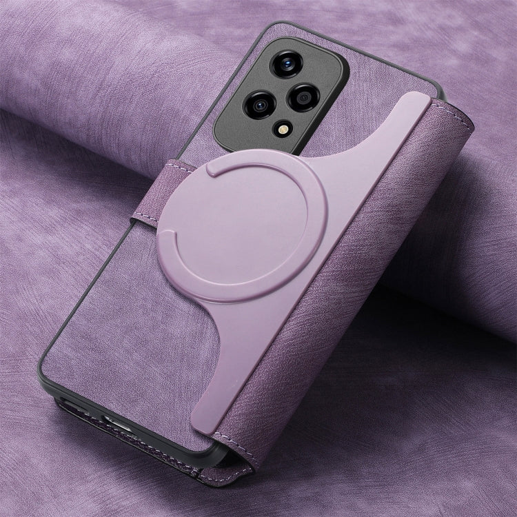 For Honor 200 Lite Global CaseNeo MagSafe RFID Anti-theft Retro Leather Phone Case(Purple) by CaseNeo