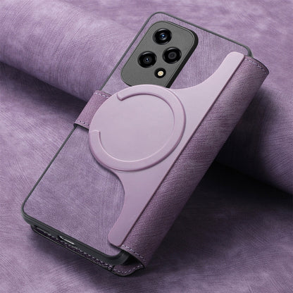 For Honor 200 Lite Global CaseNeo MagSafe RFID Anti-theft Retro Leather Phone Case(Purple) by CaseNeo
