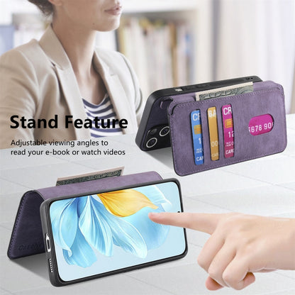 For Honor 200 Lite Global CaseNeo MagSafe RFID Anti-theft Retro Leather Phone Case(Purple) by CaseNeo