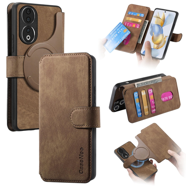 For Honor 90 CaseNeo MagSafe RFID Anti-theft Retro Leather Phone Case(Brown) by CaseNeo