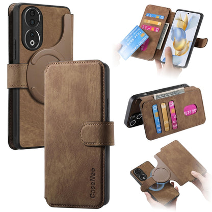 For Honor 90 CaseNeo MagSafe RFID Anti-theft Retro Leather Phone Case(Brown) by CaseNeo