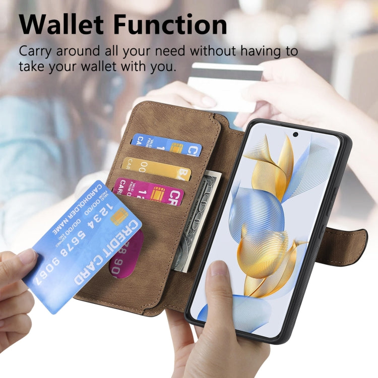 For Honor 90 CaseNeo MagSafe RFID Anti-theft Retro Leather Phone Case(Brown) by CaseNeo