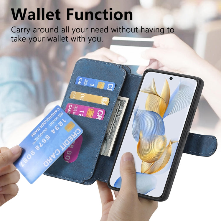 For Honor 90 CaseNeo MagSafe RFID Anti-theft Retro Leather Phone Case(Blue) by CaseNeo