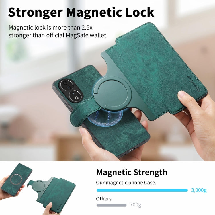 For Honor 90 CaseNeo MagSafe RFID Anti-theft Retro Leather Phone Case(Green) by CaseNeo
