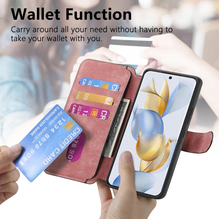 For Honor 90 CaseNeo MagSafe RFID Anti-theft Retro Leather Phone Case(Pink) by CaseNeo