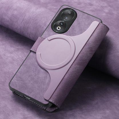 For Honor 90 CaseNeo MagSafe RFID Anti-theft Retro Leather Phone Case(Purple) by CaseNeo