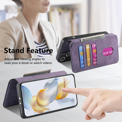 For Honor 90 CaseNeo MagSafe RFID Anti-theft Retro Leather Phone Case(Purple) by CaseNeo