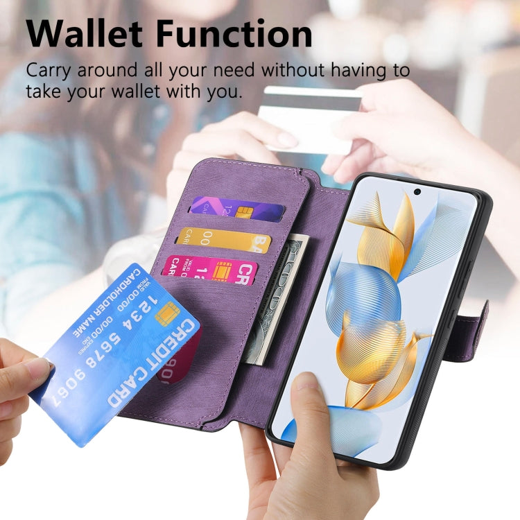 For Honor 90 CaseNeo MagSafe RFID Anti-theft Retro Leather Phone Case(Purple) by CaseNeo