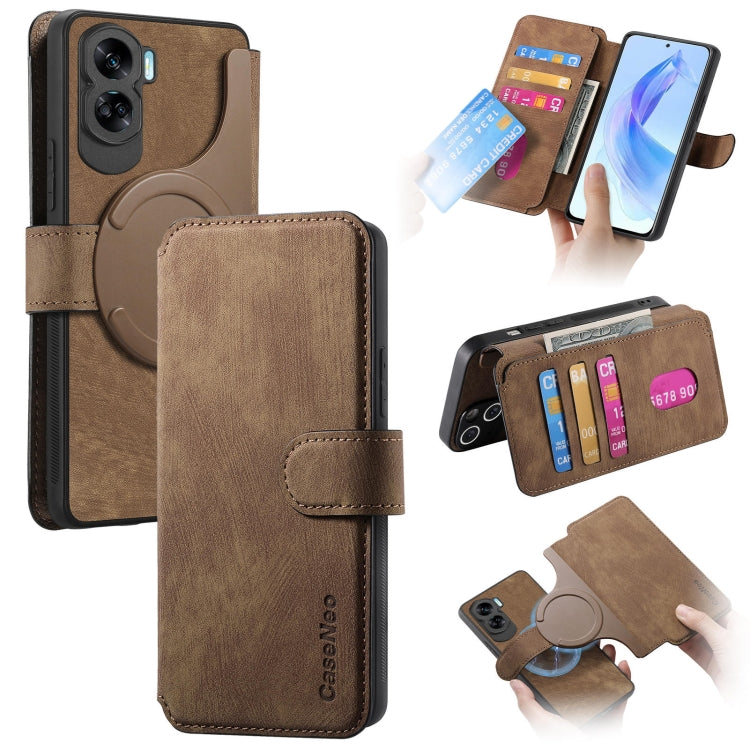 For Honor 90 Lite CaseNeo MagSafe RFID Anti-theft Retro Leather Phone Case(Brown) by CaseNeo