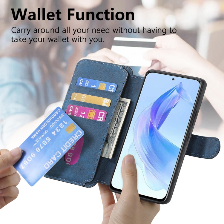 For Honor 90 Lite CaseNeo MagSafe RFID Anti-theft Retro Leather Phone Case(Blue) by CaseNeo