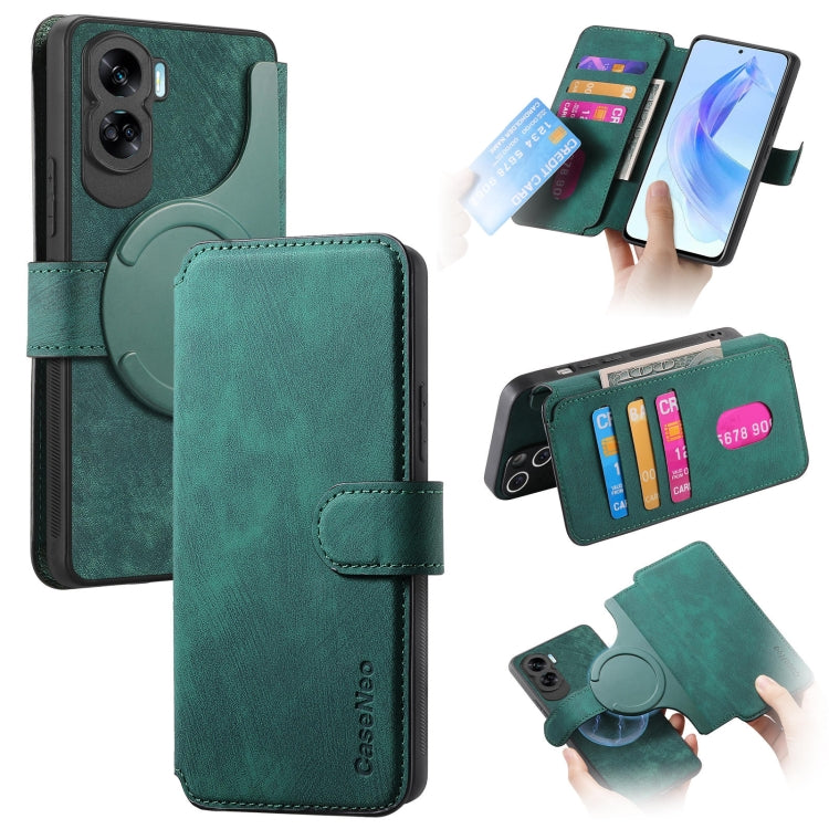 For Honor 90 Lite CaseNeo MagSafe RFID Anti-theft Retro Leather Phone Case(Green) by CaseNeo