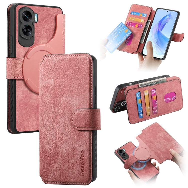 For Honor 90 Lite CaseNeo MagSafe RFID Anti-theft Retro Leather Phone Case(Pink) by CaseNeo