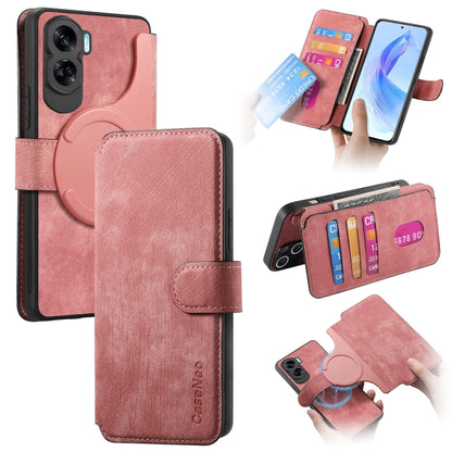 For Honor 90 Lite CaseNeo MagSafe RFID Anti-theft Retro Leather Phone Case(Pink) by CaseNeo