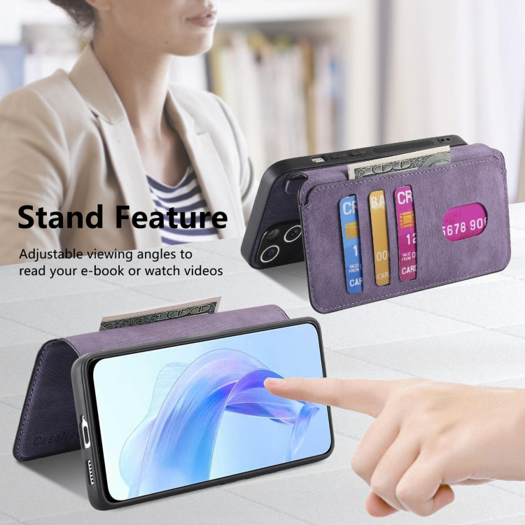 For Honor 90 Lite CaseNeo MagSafe RFID Anti-theft Retro Leather Phone Case(Purple) by CaseNeo