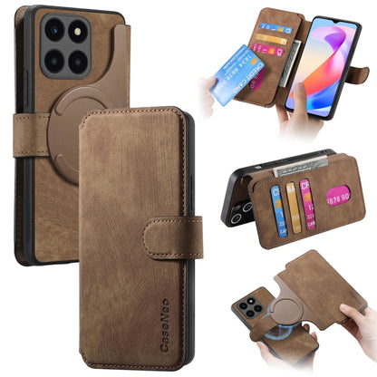 For Honor X6a CaseNeo MagSafe RFID Anti-theft Retro Leather Phone Case(Brown) by CaseNeo