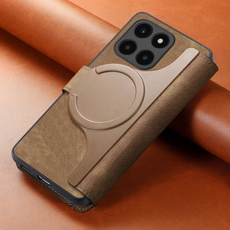 For Honor X6a CaseNeo MagSafe RFID Anti-theft Retro Leather Phone Case(Brown) by CaseNeo