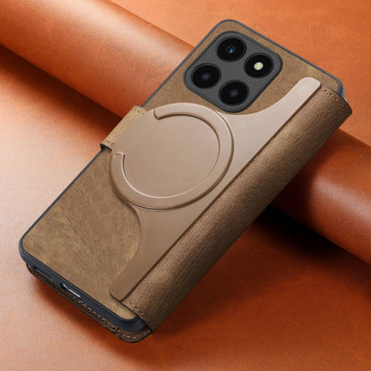 For Honor X6a CaseNeo MagSafe RFID Anti-theft Retro Leather Phone Case(Brown) by CaseNeo