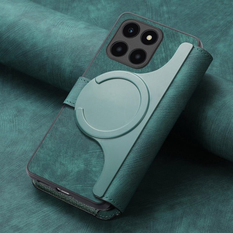 For Honor X6a CaseNeo MagSafe RFID Anti-theft Retro Leather Phone Case(Green) by CaseNeo
