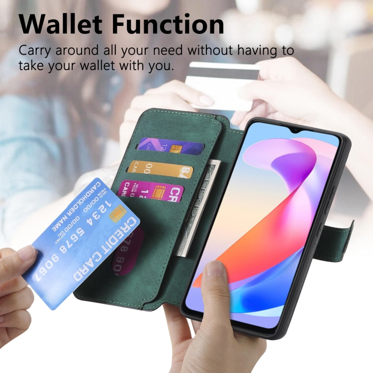 For Honor X6a CaseNeo MagSafe RFID Anti-theft Retro Leather Phone Case(Green) by CaseNeo