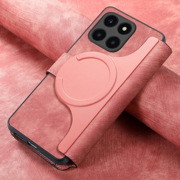 For Honor X6a CaseNeo MagSafe RFID Anti-theft Retro Leather Phone Case(Pink) by CaseNeo