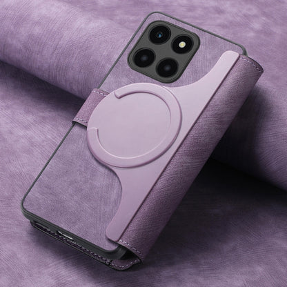 For Honor X6a CaseNeo MagSafe RFID Anti-theft Retro Leather Phone Case(Purple) by CaseNeo