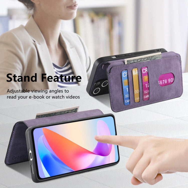 For Honor X6a CaseNeo MagSafe RFID Anti-theft Retro Leather Phone Case(Purple) by CaseNeo