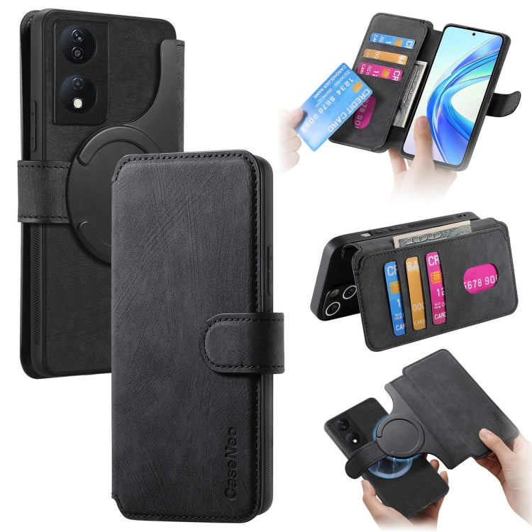 For Honor X7b CaseNeo MagSafe RFID Anti-theft Retro Leather Phone Case(Black) by CaseNeo