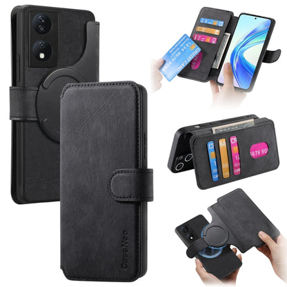 For Honor X7b CaseNeo MagSafe RFID Anti-theft Retro Leather Phone Case(Black) by CaseNeo