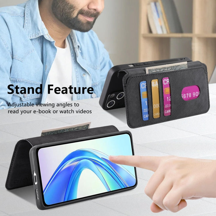 For Honor X7b CaseNeo MagSafe RFID Anti-theft Retro Leather Phone Case(Black) by CaseNeo