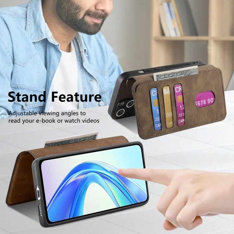 For Honor X7b CaseNeo MagSafe RFID Anti-theft Retro Leather Phone Case(Brown) by CaseNeo