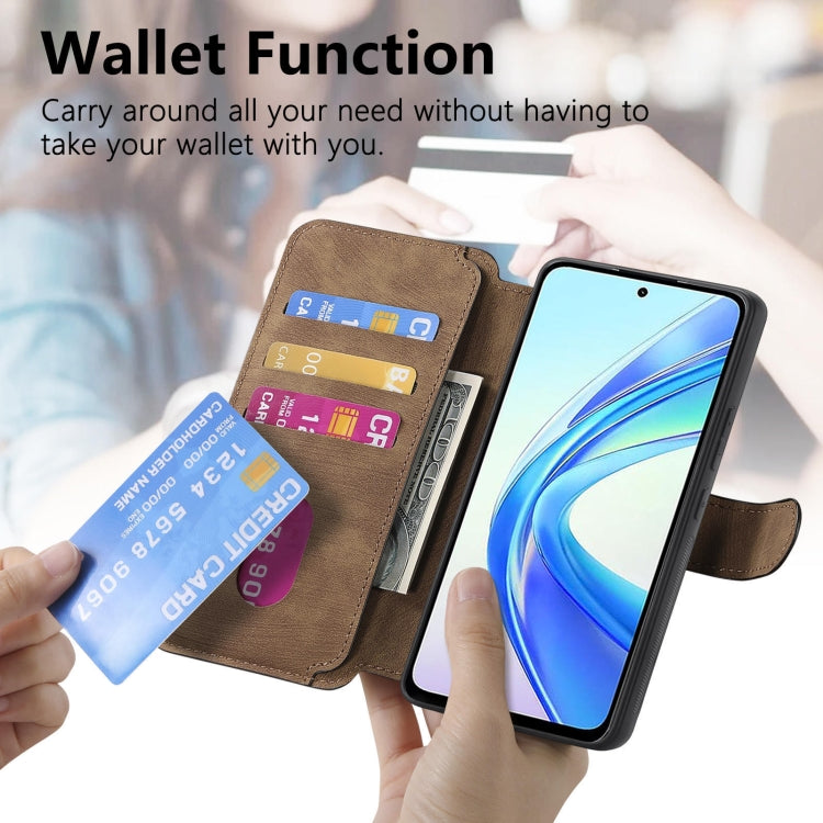 For Honor X7b CaseNeo MagSafe RFID Anti-theft Retro Leather Phone Case(Brown) by CaseNeo