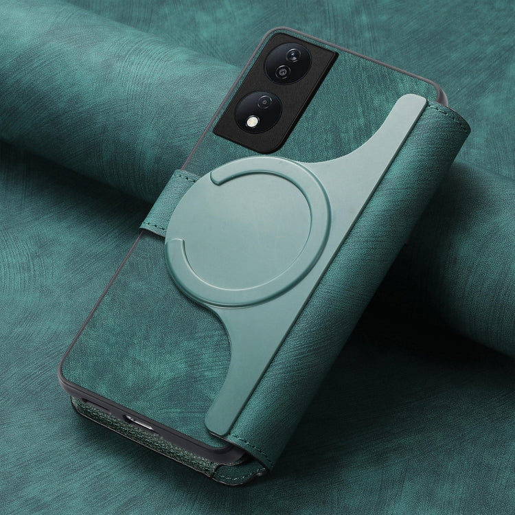 For Honor X7b CaseNeo MagSafe RFID Anti-theft Retro Leather Phone Case(Green) by CaseNeo