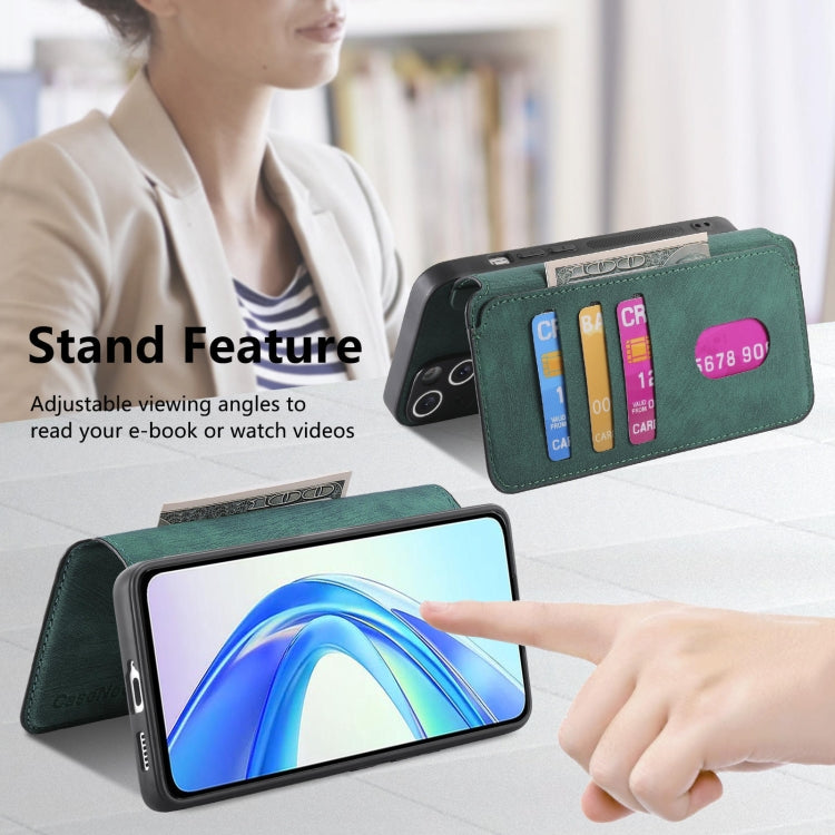 For Honor X7b CaseNeo MagSafe RFID Anti-theft Retro Leather Phone Case(Green) by CaseNeo