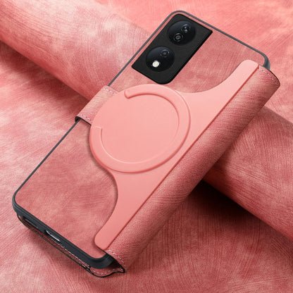 For Honor X7b CaseNeo MagSafe RFID Anti-theft Retro Leather Phone Case(Pink) by CaseNeo