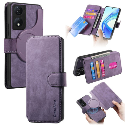 For Honor X7b CaseNeo MagSafe RFID Anti-theft Retro Leather Phone Case(Purple) by CaseNeo