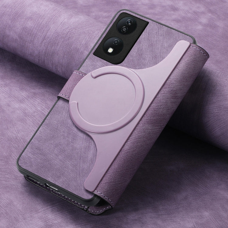 For Honor X7b CaseNeo MagSafe RFID Anti-theft Retro Leather Phone Case(Purple) by CaseNeo