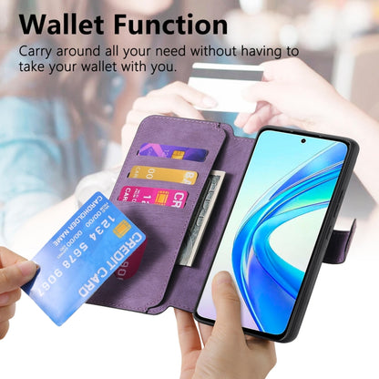 For Honor X7b CaseNeo MagSafe RFID Anti-theft Retro Leather Phone Case(Purple) by CaseNeo