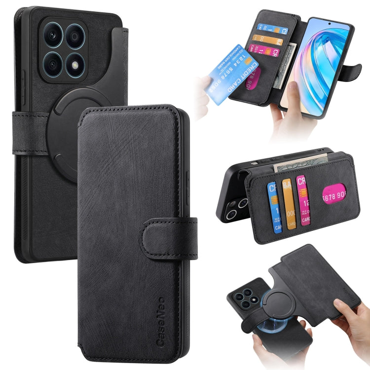 For Honor X8a CaseNeo MagSafe RFID Anti-theft Retro Leather Phone Case(Black) by CaseNeo