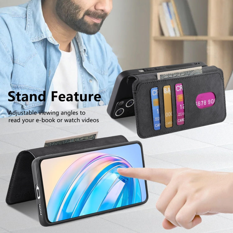 For Honor X8a CaseNeo MagSafe RFID Anti-theft Retro Leather Phone Case(Black) by CaseNeo