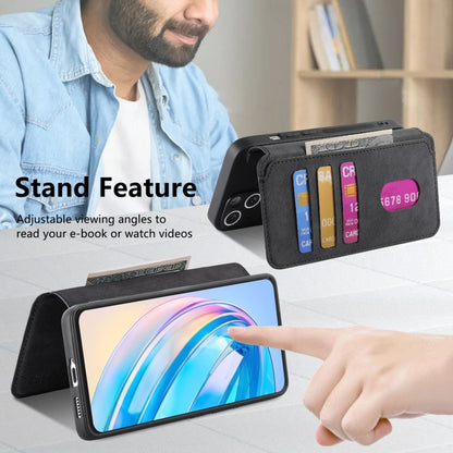 For Honor X8a CaseNeo MagSafe RFID Anti-theft Retro Leather Phone Case(Black) by CaseNeo