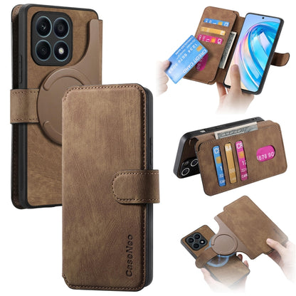 For Honor X8a CaseNeo MagSafe RFID Anti-theft Retro Leather Phone Case(Brown) by CaseNeo