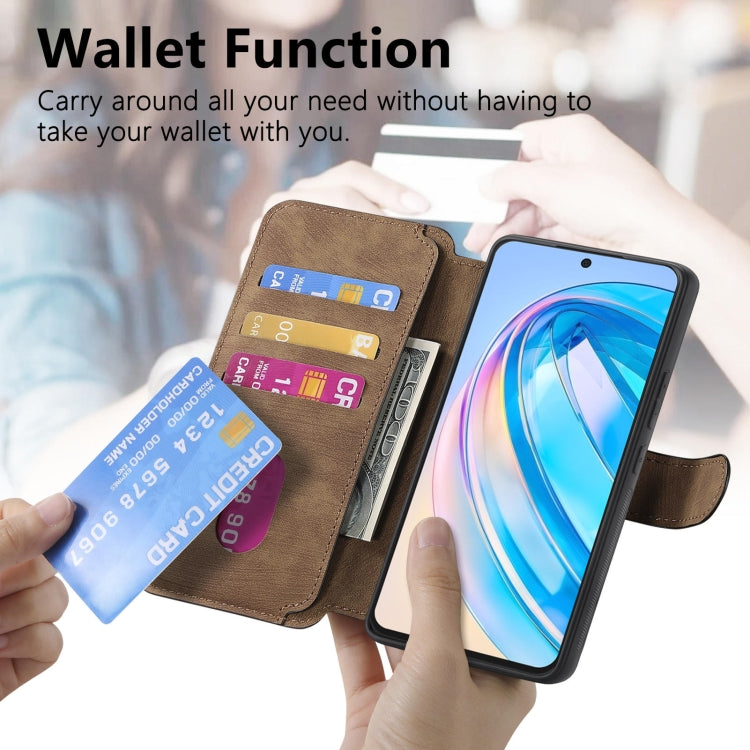 For Honor X8a CaseNeo MagSafe RFID Anti-theft Retro Leather Phone Case(Brown) by CaseNeo