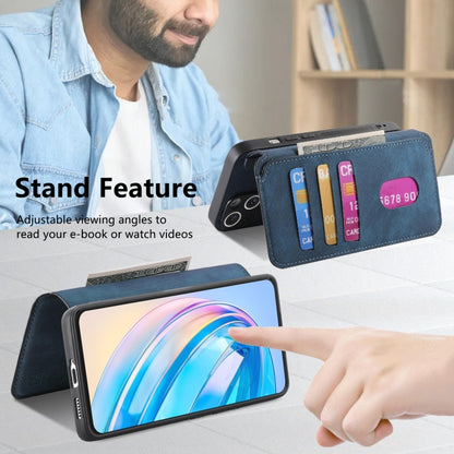 For Honor X8a CaseNeo MagSafe RFID Anti-theft Retro Leather Phone Case(Blue) by CaseNeo