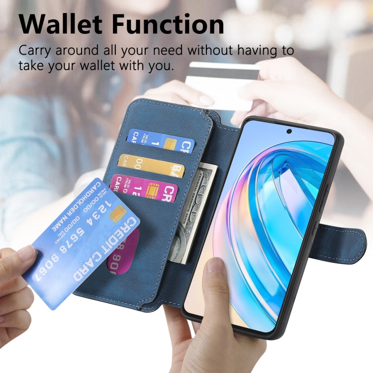 For Honor X8a CaseNeo MagSafe RFID Anti-theft Retro Leather Phone Case(Blue) by CaseNeo