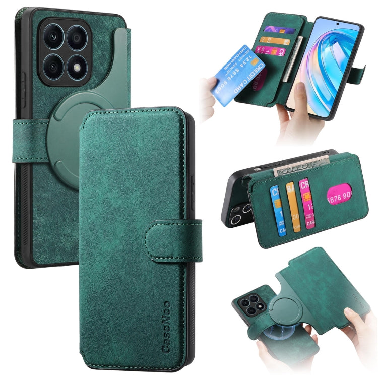 For Honor X8a CaseNeo MagSafe RFID Anti-theft Retro Leather Phone Case(Green) by CaseNeo